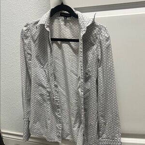 Express Polka Dot Blouse - White and Gray